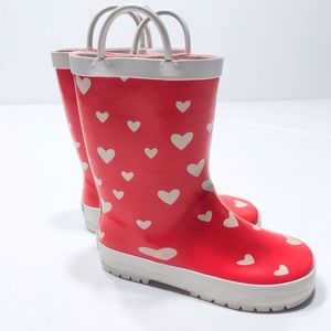Gymboree Rain Boots Red/White with Hearts Sz12